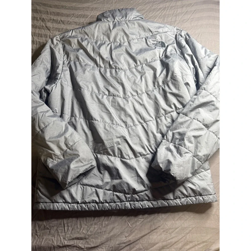 The North‎ Face Mens XL Silver Grey Quilted Puffer Jacket Full Zip Insulated